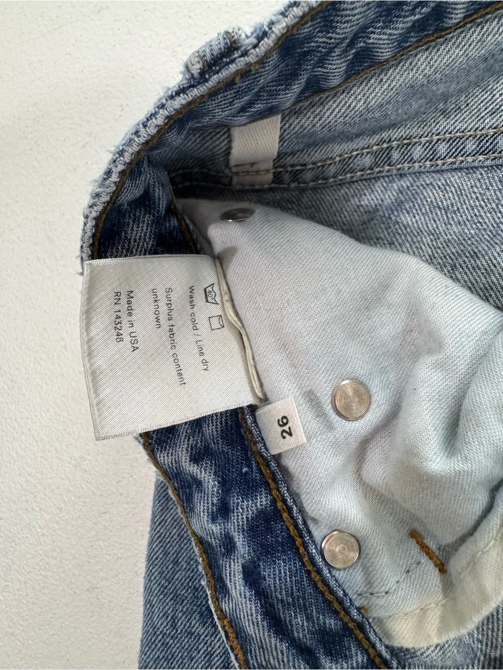 Reformation High Rise Straight Leg Button Fly Jeans Size 26